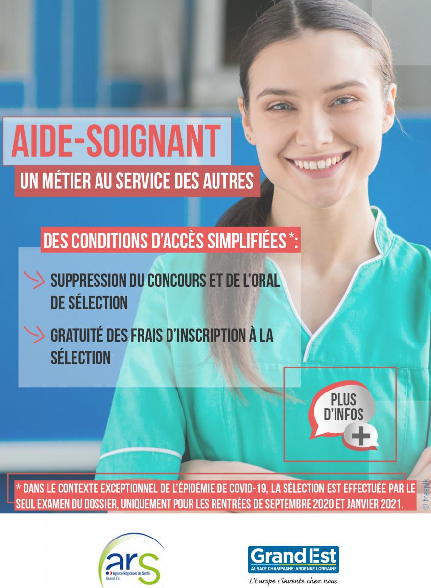 Devenez aidesoignant(e) procédure d'admission en cours jusqu'au 10