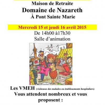 Braderie du domaine de Nazareth mercredi 15 et jeudi 16 avril 2015