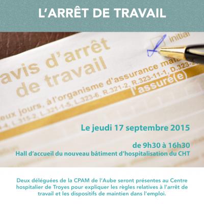 Journée d'information de la CPAM sur l'arrêt de travail jeudi 17 septembre 2015