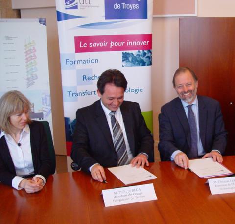 Signature d’un accord de coopération entre le Centre hospitalier de Troyes et l’Université de technologie de Troyes dans le domaine de la e-santé