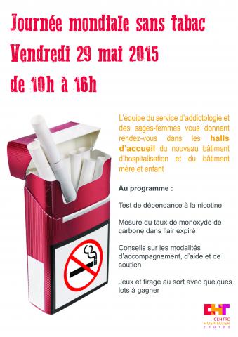 Journée mondiale sans tabac, vendredi 29 mai 2015 au CHT